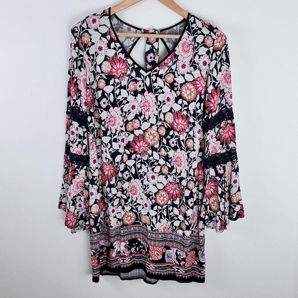 Xhilaration Floral Bell Sleeve Dress - Picture 1 of 5